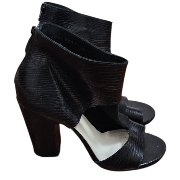 Maison Martin Margiela Black Lizard Embossed Ankle Heels Size 39 US 8.5 Open Toe - Picture 7 of 16